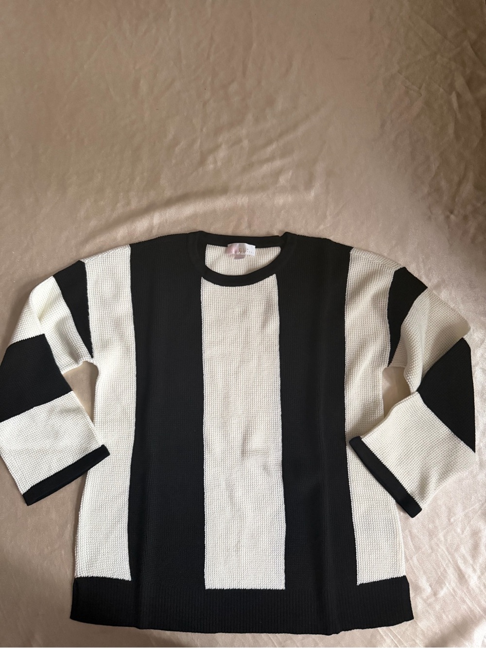 Belle by Kim Gravel Waffle Stitch Bold Stripe Sweater small a714885